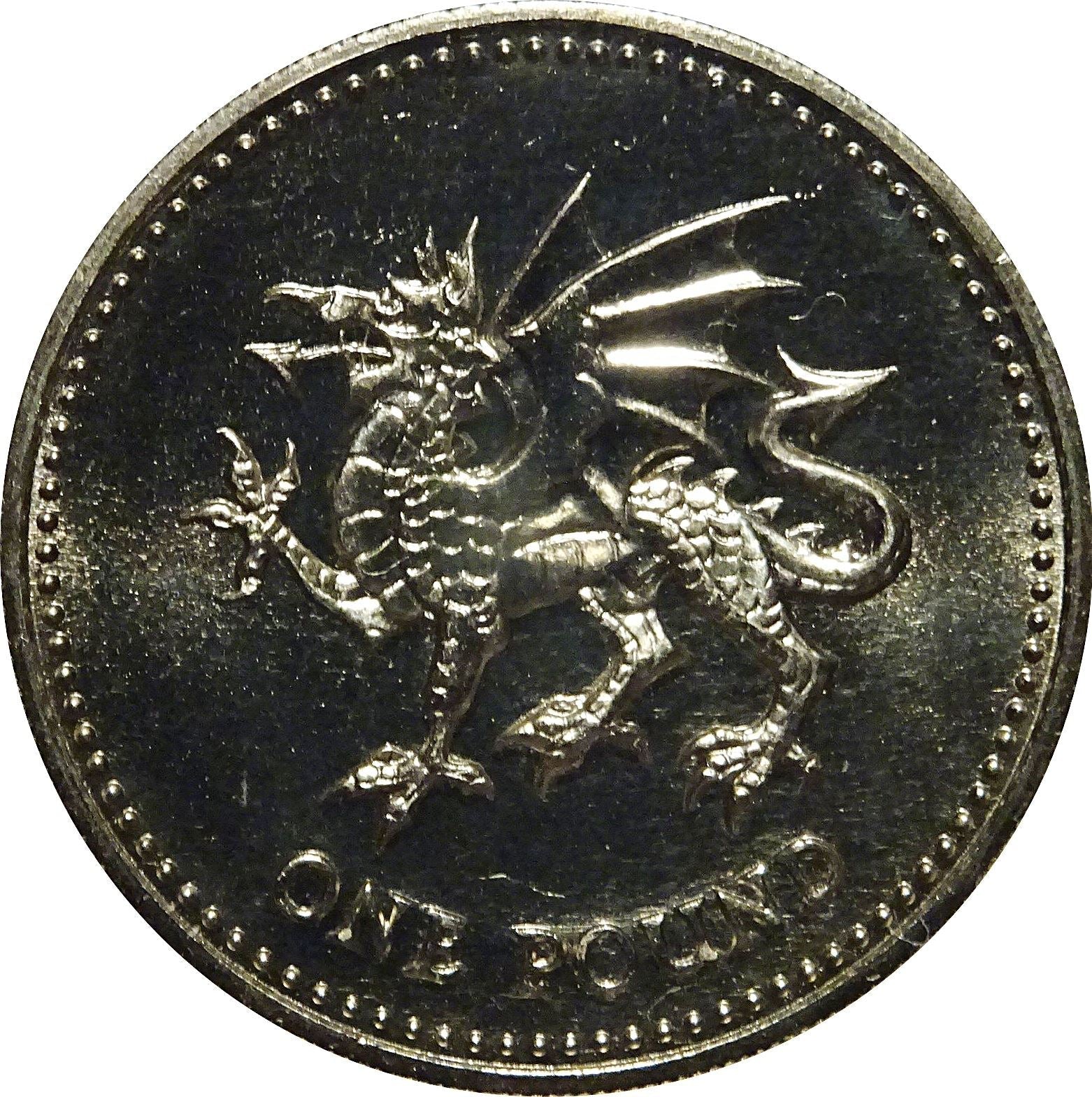 United Kingdom | 1 Pound Coin | Elizabeth II | 3rd portrait | Welsh Dragon | 1995