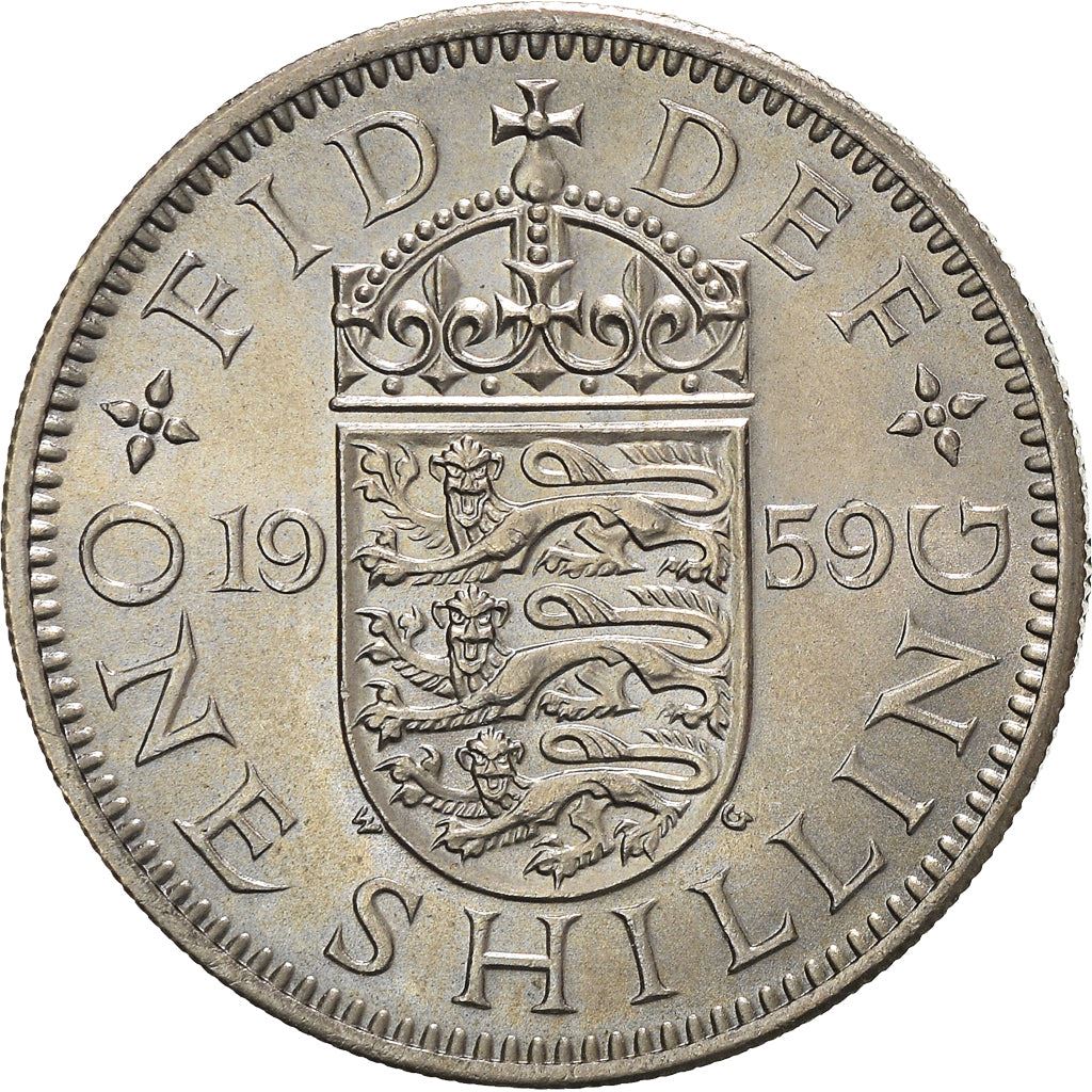 United Kingdom 1 Shilling - Elizabeth II English shield | no 'BRITT:OMN' | Coin KM904 1954 - 1970