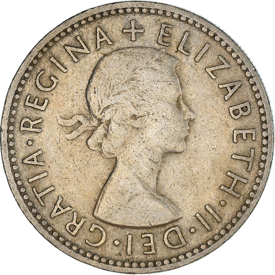 United Kingdom 1 Shilling - Elizabeth II English shield | no 'BRITT:OMN' | Coin KM904 1954 - 1970