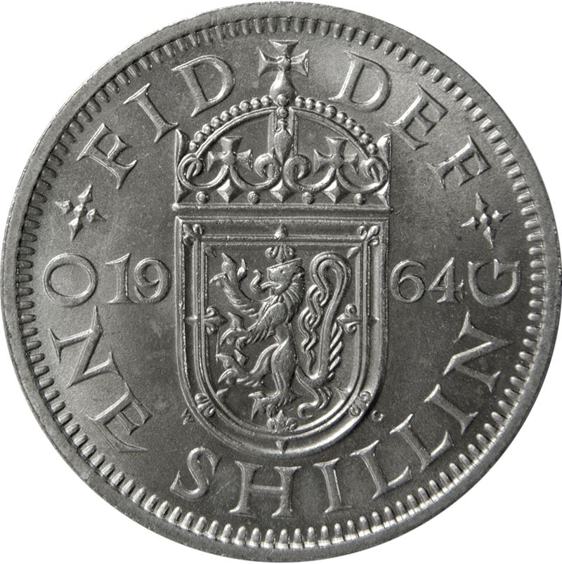 United Kingdom 1 Shilling - Elizabeth II Scottish shield | no 'BRITT:OMN' | Coin KM905 1954 - 1970