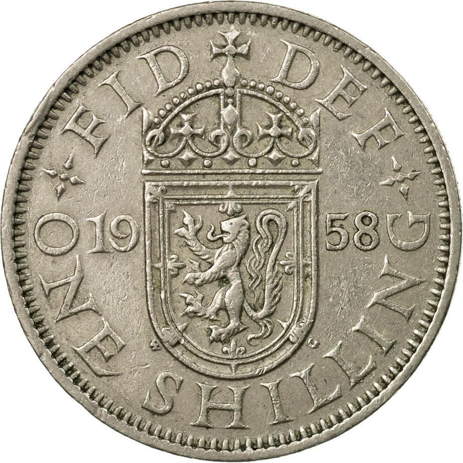 United Kingdom 1 Shilling - Elizabeth II Scottish shield | no 'BRITT:OMN' | Coin KM905 1954 - 1970