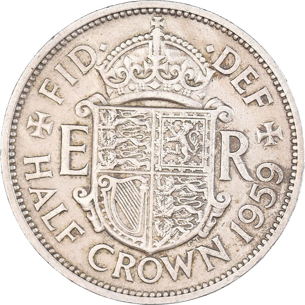 United Kingdom ½ Crown - Elizabeth II 1st portrait | no 'BRITT:OMN' | Coin KM907 1954 - 1970