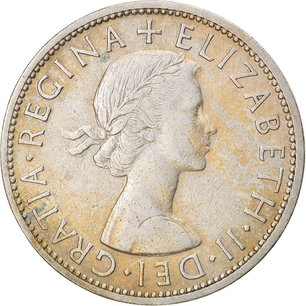 United Kingdom ½ Crown - Elizabeth II 1st portrait | no 'BRITT:OMN' | Coin KM907 1954 - 1970