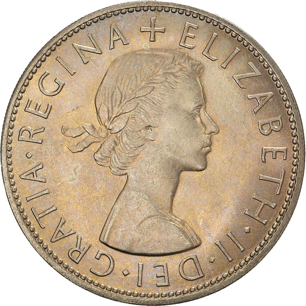 United Kingdom ½ Crown - Elizabeth II 1st portrait | no 'BRITT:OMN' | Coin KM907 1954 - 1970