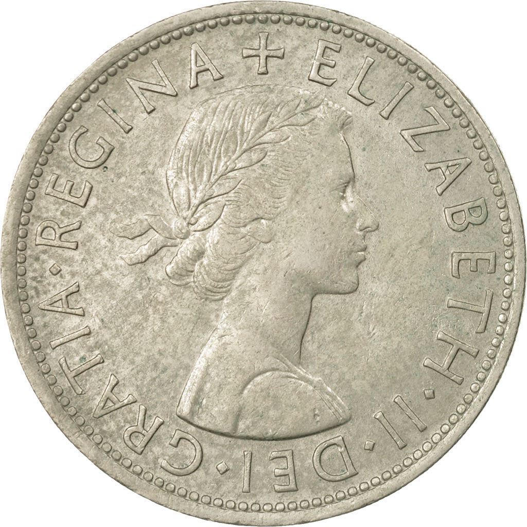 United Kingdom ½ Crown - Elizabeth II 1st portrait | no 'BRITT:OMN' | Coin KM907 1954 - 1970