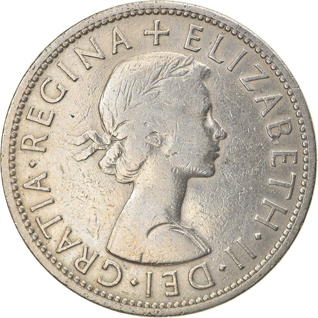 United Kingdom ½ Crown - Elizabeth II 1st portrait | no 'BRITT:OMN' | Coin KM907 1954 - 1970