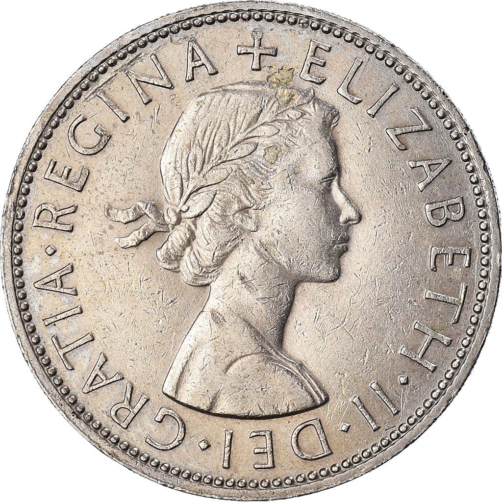 United Kingdom ½ Crown - Elizabeth II 1st portrait | no 'BRITT:OMN' | Coin KM907 1954 - 1970