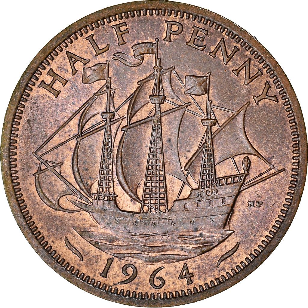 United Kingdom ½ Penny - Elizabeth II 1st portrait | without 'BRITT:OMN' | Coin KM896 1954 - 1970