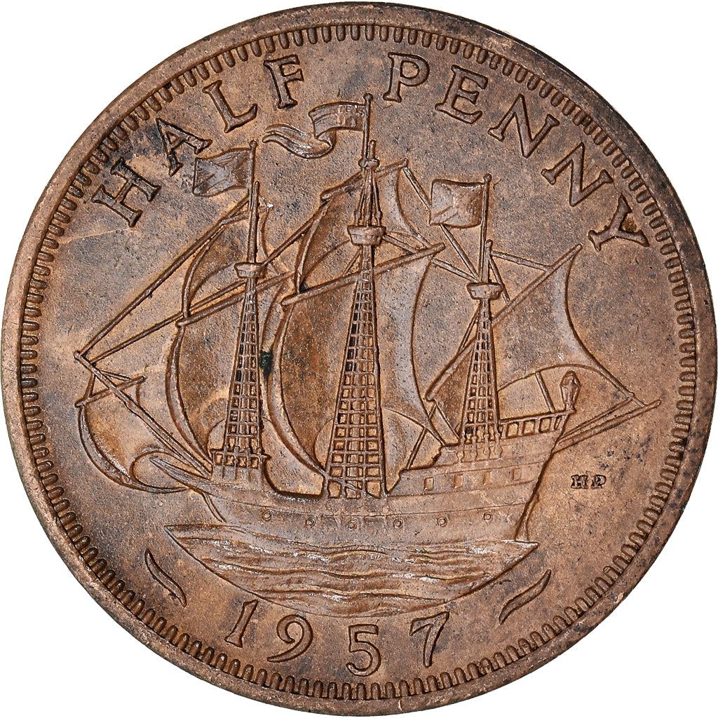 United Kingdom ½ Penny - Elizabeth II 1st portrait | without 'BRITT:OMN' | Coin KM896 1954 - 1970