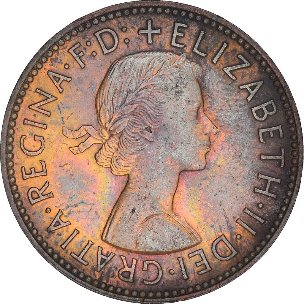 United Kingdom ½ Penny - Elizabeth II 1st portrait | without 'BRITT:OMN' | Coin KM896 1954 - 1970