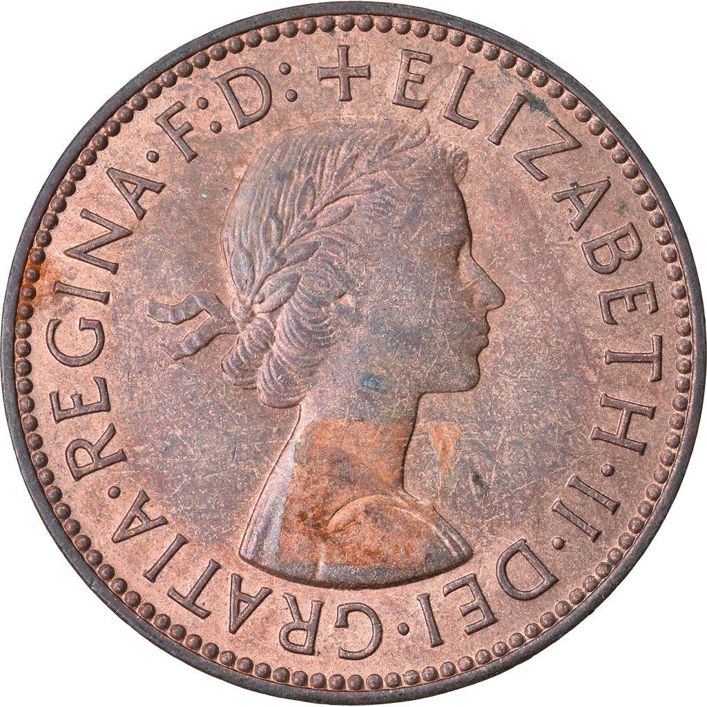 United Kingdom ½ Penny - Elizabeth II 1st portrait | without 'BRITT:OMN' | Coin KM896 1954 - 1970