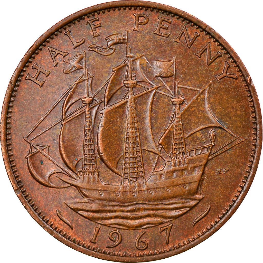 United Kingdom ½ Penny - Elizabeth II 1st portrait | without 'BRITT:OMN' | Coin KM896 1954 - 1970