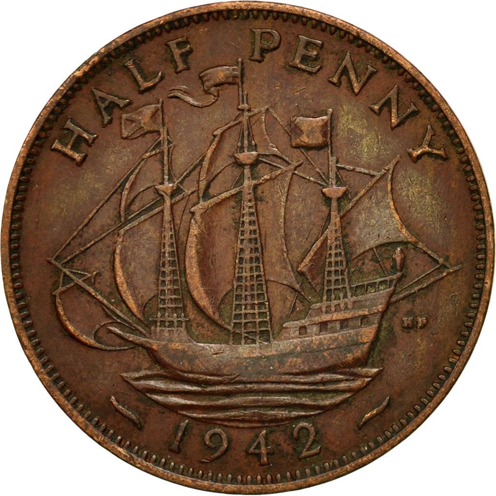 United Kingdom 1/2 Penny - George VI with 'IND:IMP' | Coin KM844 1937 - 1948