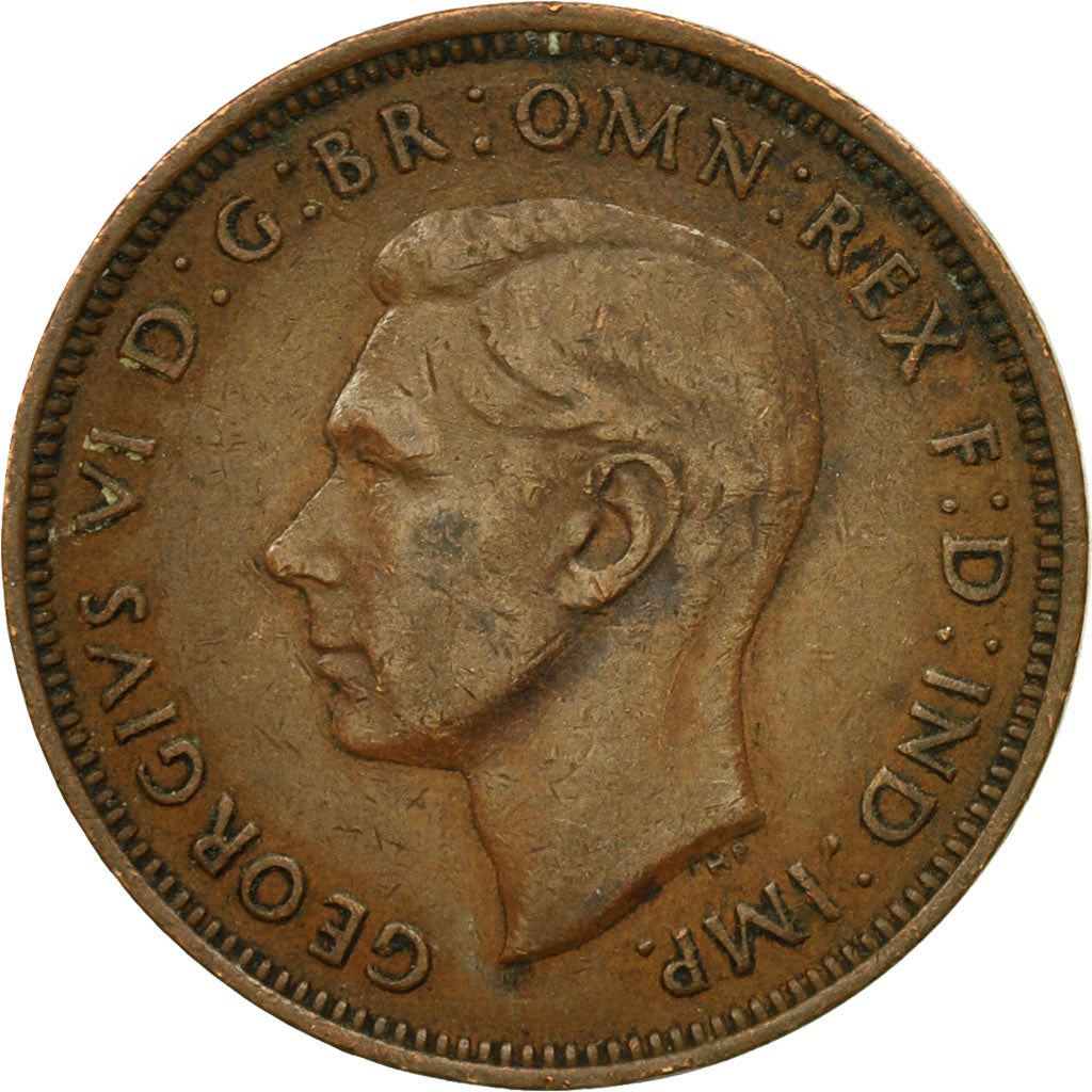 United Kingdom 1/2 Penny - George VI with 'IND:IMP' | Coin KM844 1937 - 1948