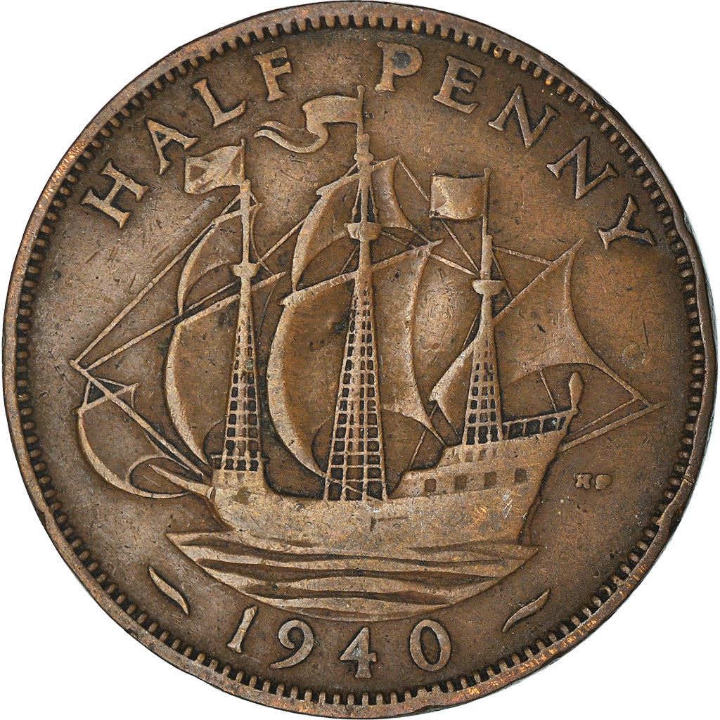 United Kingdom 1/2 Penny - George VI with 'IND:IMP' | Coin KM844 1937 - 1948