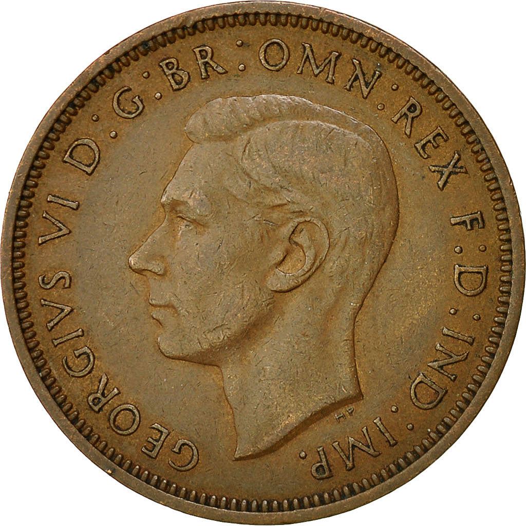 United Kingdom 1/2 Penny - George VI with 'IND:IMP' | Coin KM844 1937 - 1948