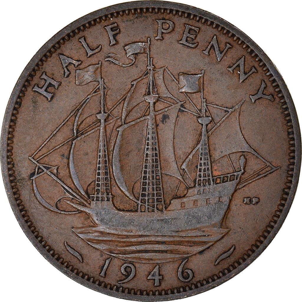 United Kingdom 1/2 Penny - George VI with 'IND:IMP' | Coin KM844 1937 - 1948