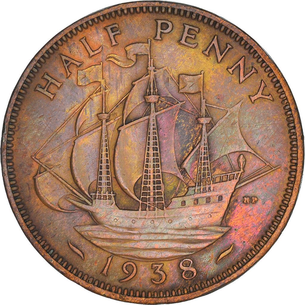 United Kingdom 1/2 Penny - George VI with 'IND:IMP' | Coin KM844 1937 - 1948