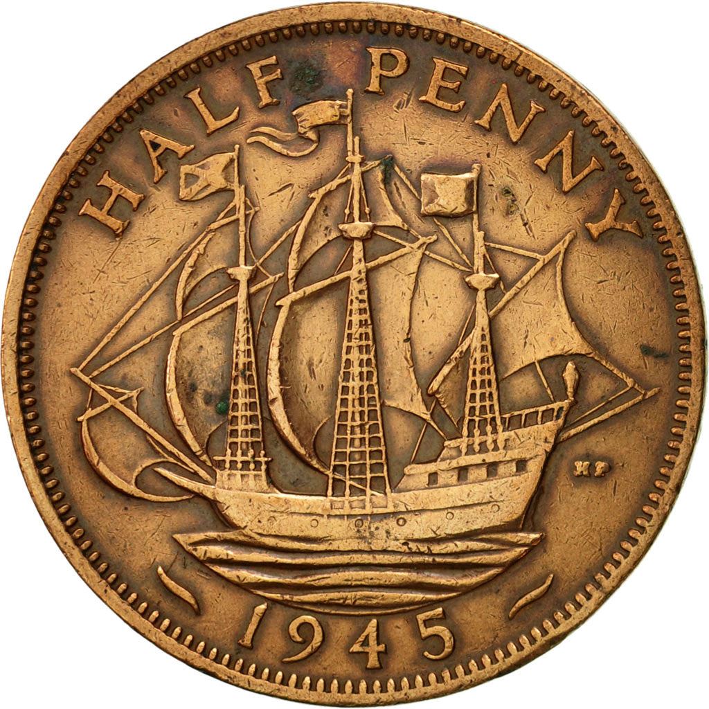 United Kingdom 1/2 Penny - George VI with 'IND:IMP' | Coin KM844 1937 - 1948