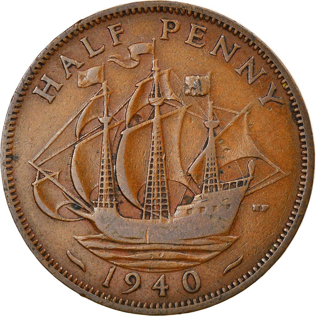 United Kingdom 1/2 Penny - George VI with 'IND:IMP' | Coin KM844 1937 - 1948