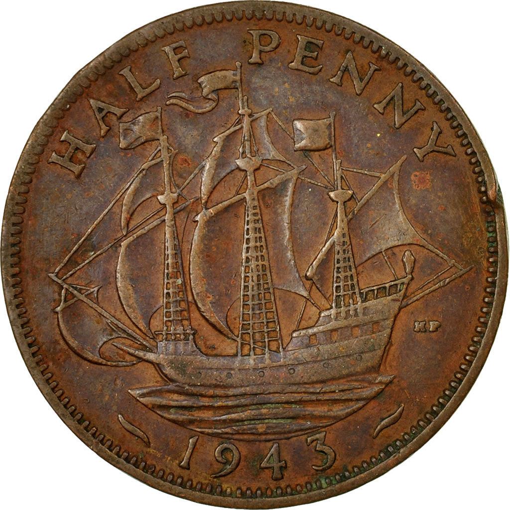 United Kingdom 1/2 Penny - George VI with 'IND:IMP' | Coin KM844 1937 - 1948