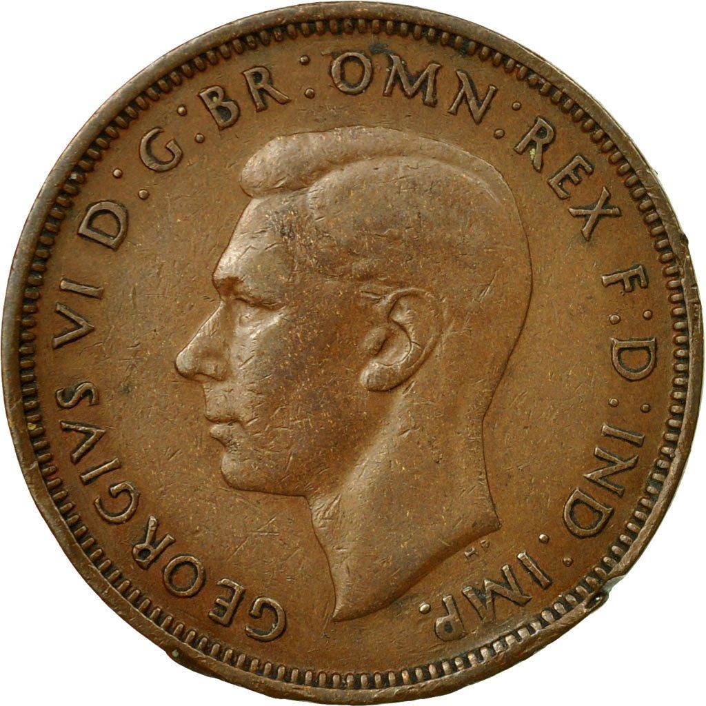 United Kingdom 1/2 Penny - George VI with 'IND:IMP' | Coin KM844 1937 - 1948