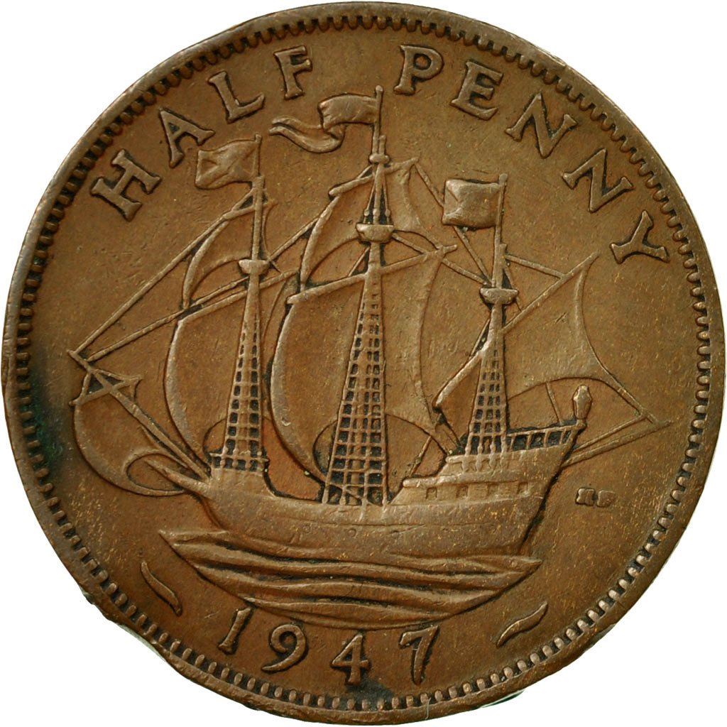 United Kingdom 1/2 Penny - George VI with 'IND:IMP' | Coin KM844 1937 - 1948