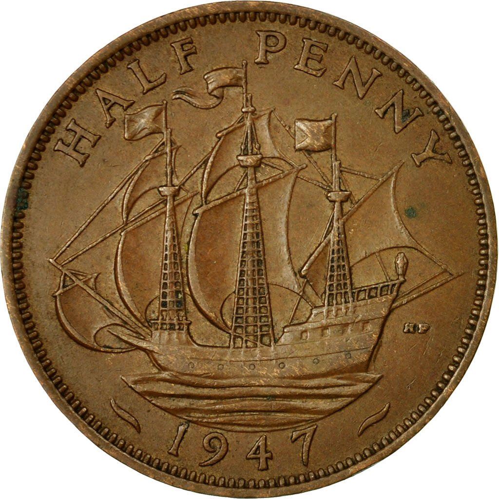 United Kingdom 1/2 Penny - George VI with 'IND:IMP' | Coin KM844 1937 - 1948