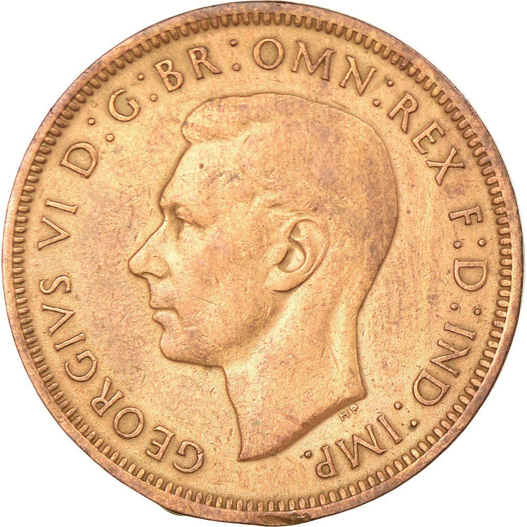 United Kingdom 1/2 Penny - George VI with 'IND:IMP' | Coin KM844 1937 - 1948