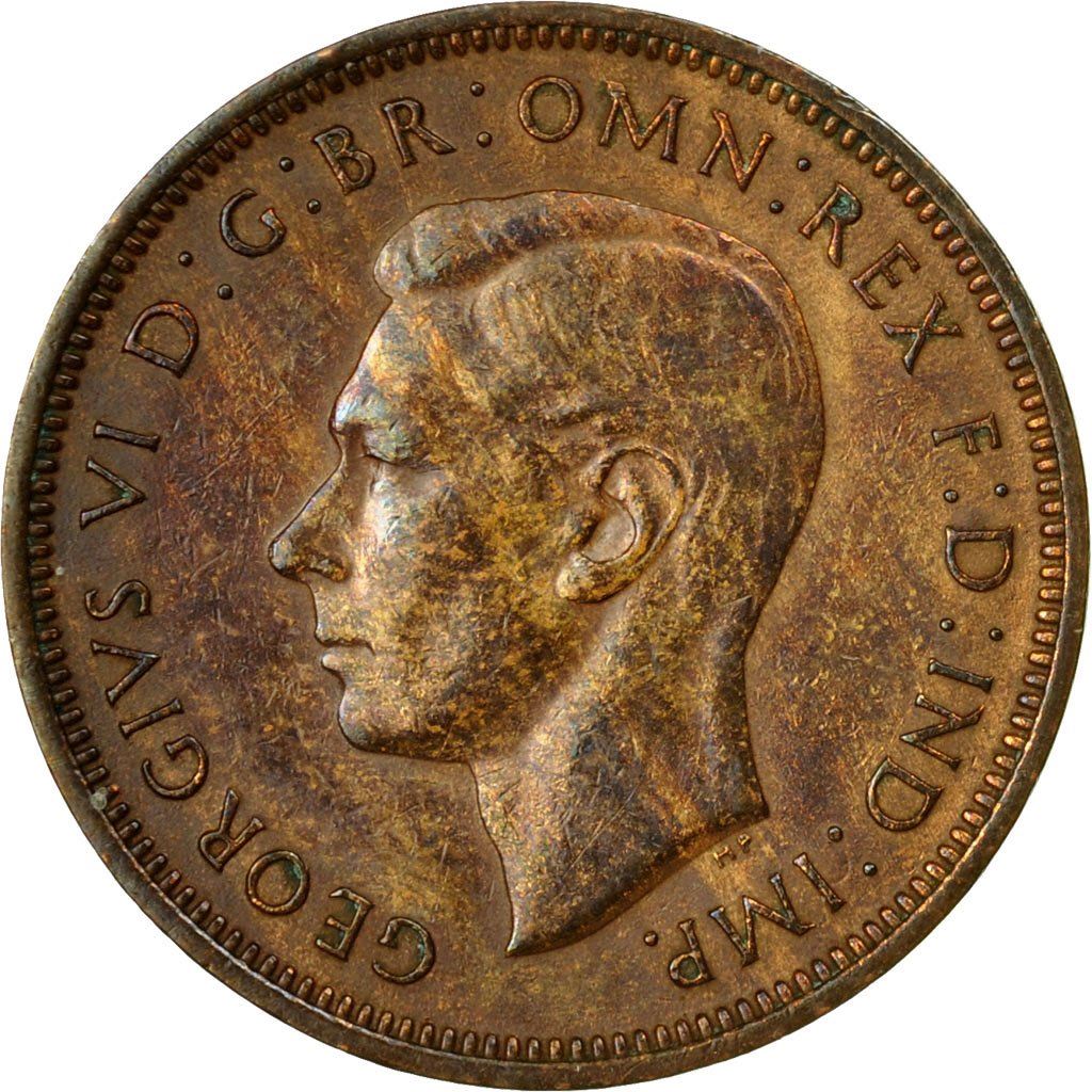 United Kingdom 1/2 Penny - George VI with 'IND:IMP' | Coin KM844 1937 - 1948