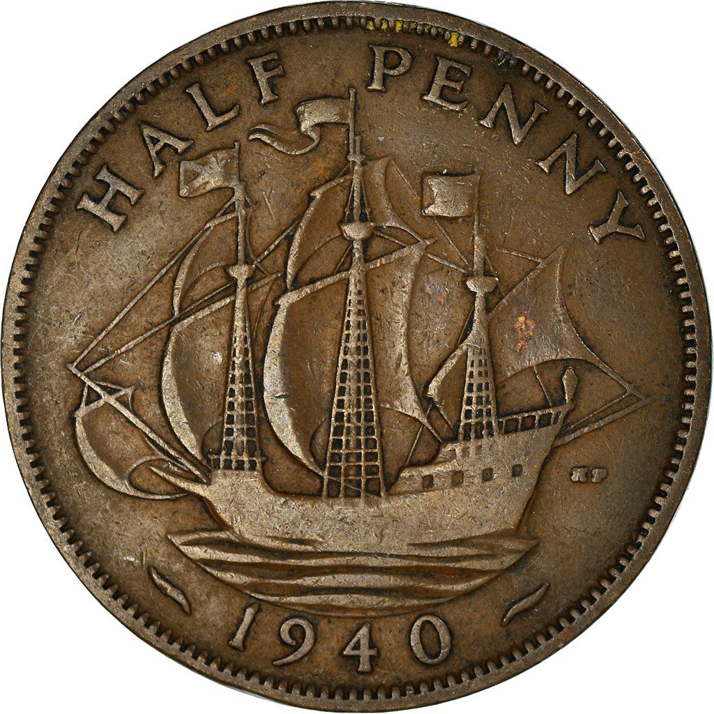 United Kingdom 1/2 Penny - George VI with 'IND:IMP' | Coin KM844 1937 - 1948