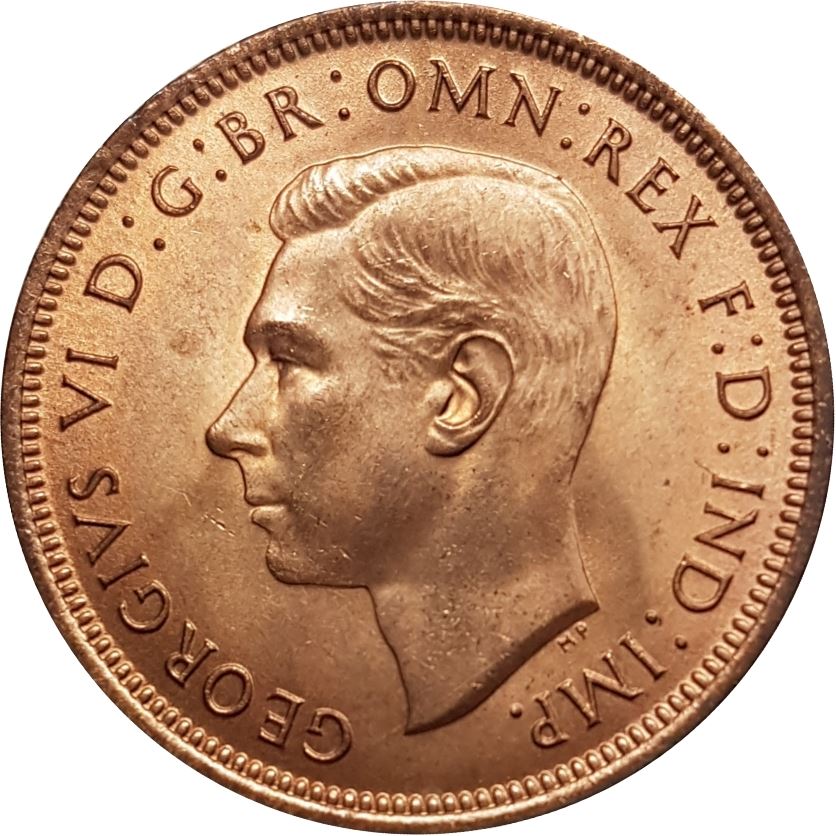 United Kingdom 1/2 Penny - George VI with 'IND:IMP' | Coin KM844 1937 - 1948