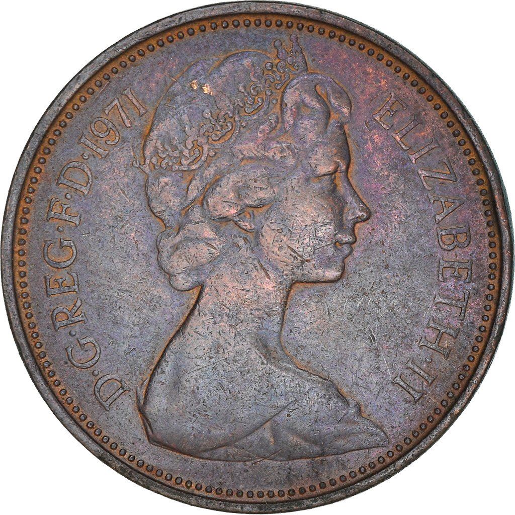 United Kingdom 2 New Pence - Elizabeth II 2nd portrait | Coin KM916 1971 - 1981