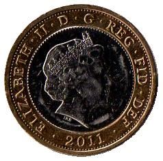 United Kingdom 2 Pounds Coin | Elizabeth II 4th portrait | Mary Rose | 2011