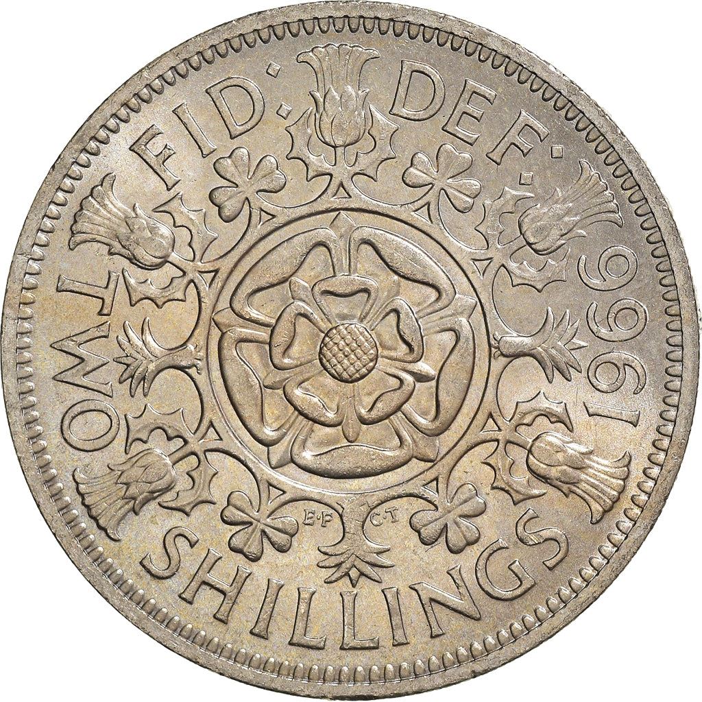 United Kingdom 2 Shillings - Elizabeth II 1st portrait | no 'BRITT:OMN' | Coin KM906 1954 - 1970