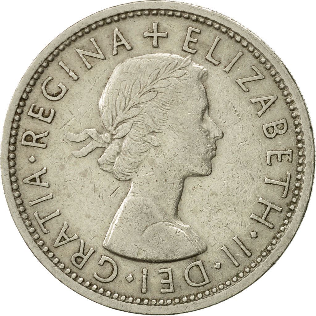 United Kingdom 2 Shillings - Elizabeth II 1st portrait | no 'BRITT:OMN' | Coin KM906 1954 - 1970