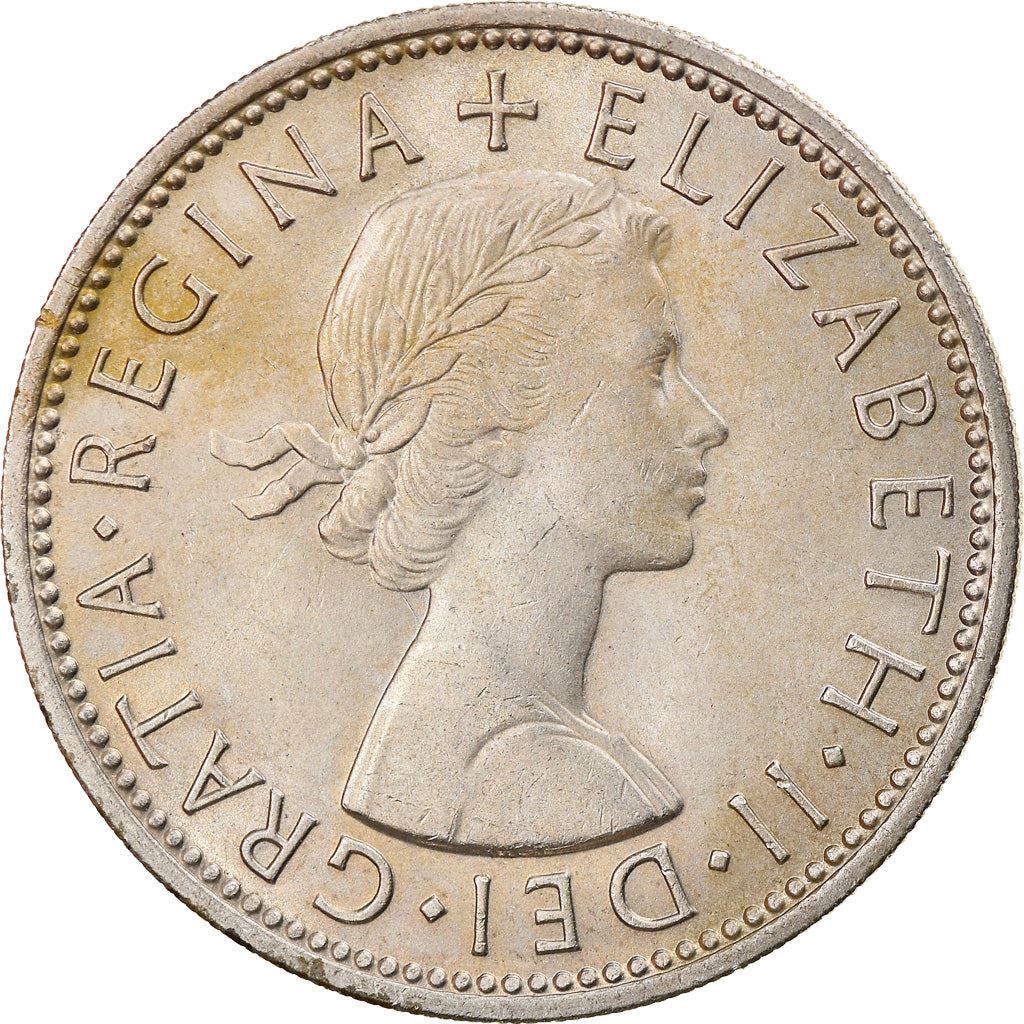 United Kingdom 2 Shillings - Elizabeth II 1st portrait | no 'BRITT:OMN' | Coin KM906 1954 - 1970