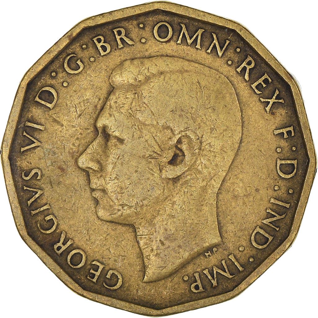 United Kingdom 3 Pence - George VI with 'IND:IMP' | Coin KM849 1937 - 1948