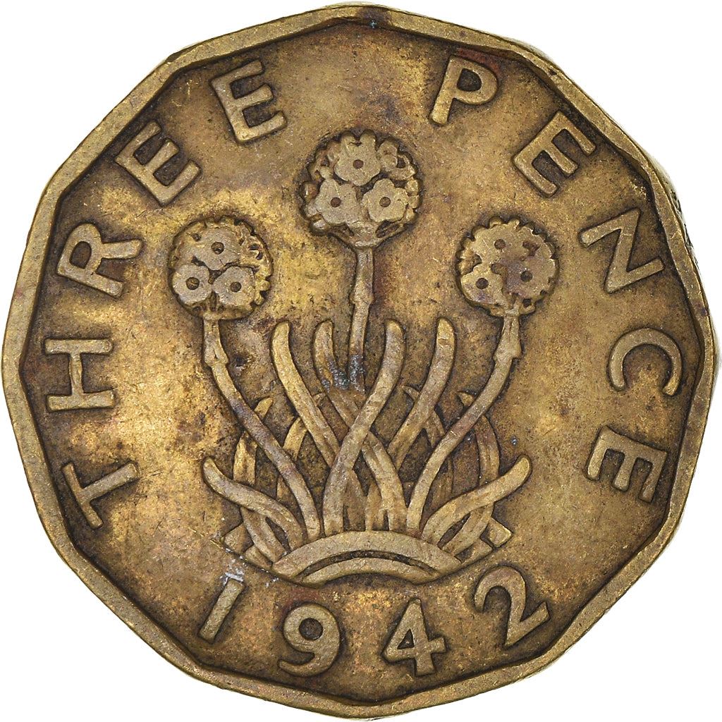 United Kingdom 3 Pence - George VI with 'IND:IMP' | Coin KM849 1937 - 1948