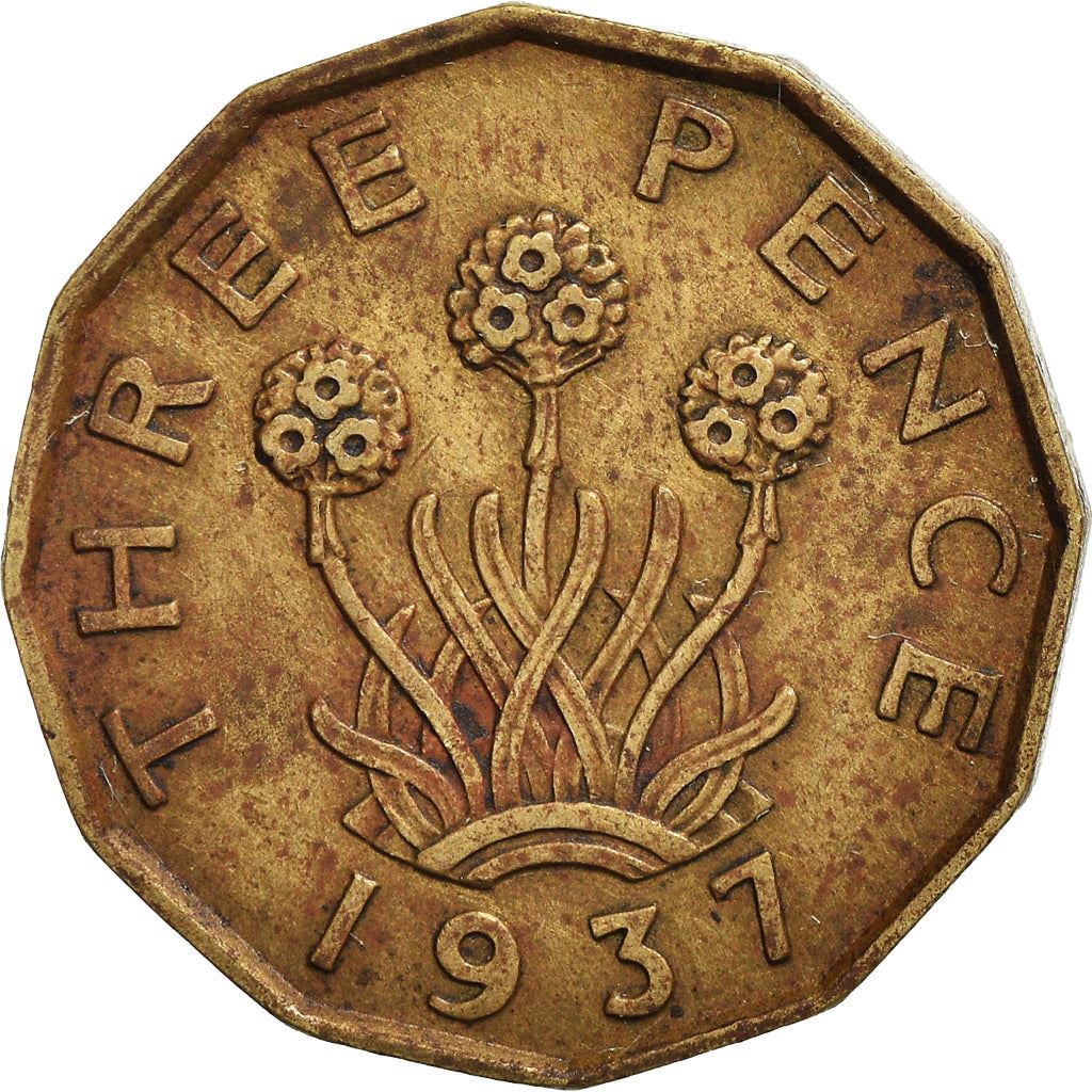 United Kingdom 3 Pence - George VI with 'IND:IMP' | Coin KM849 1937 - 1948