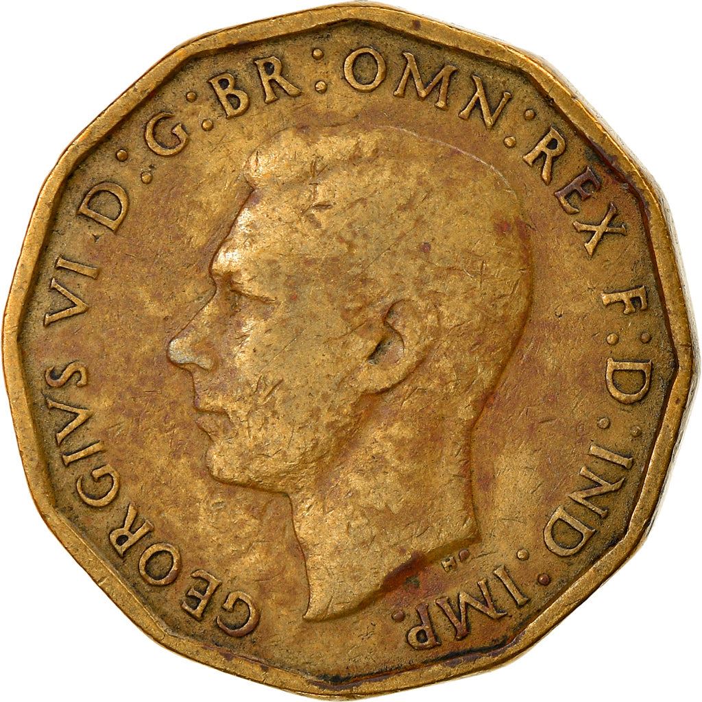 United Kingdom 3 Pence - George VI with 'IND:IMP' | Coin KM849 1937 - 1948