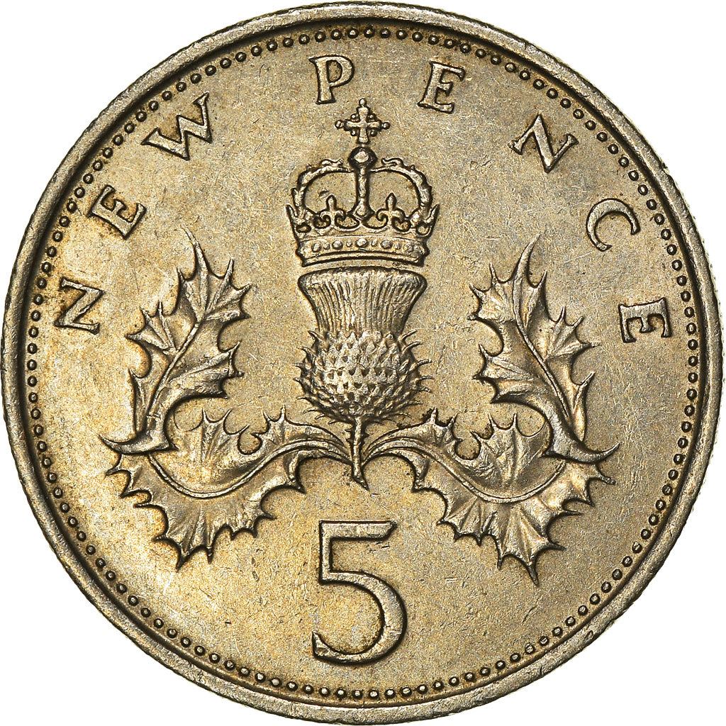 United Kingdom 5 New Pence - Elizabeth II 2nd portrait | Coin KM911 1968 - 1981