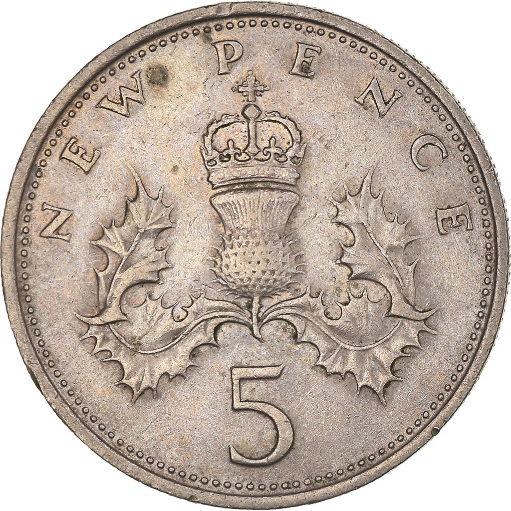 United Kingdom 5 New Pence - Elizabeth II 2nd portrait | Coin KM911 1968 - 1981