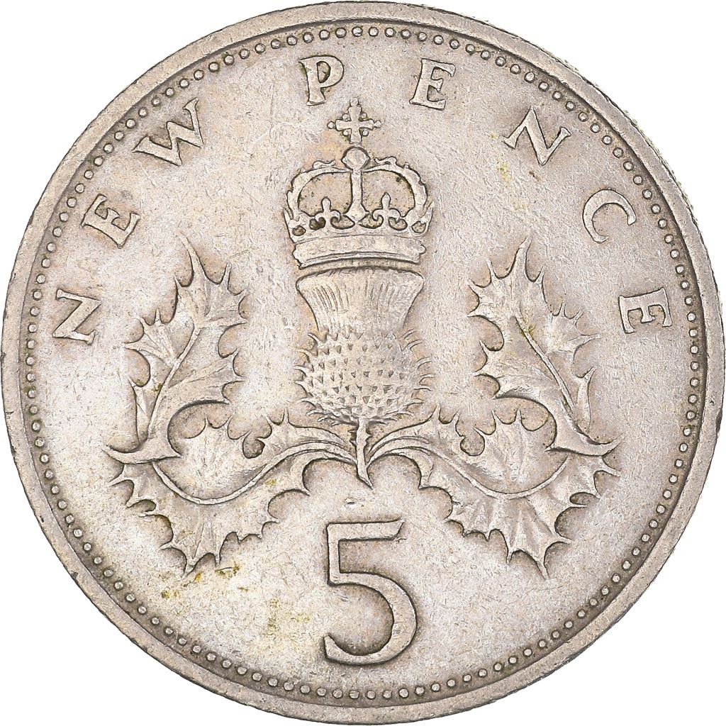 United Kingdom 5 New Pence - Elizabeth II 2nd portrait | Coin KM911 1968 - 1981