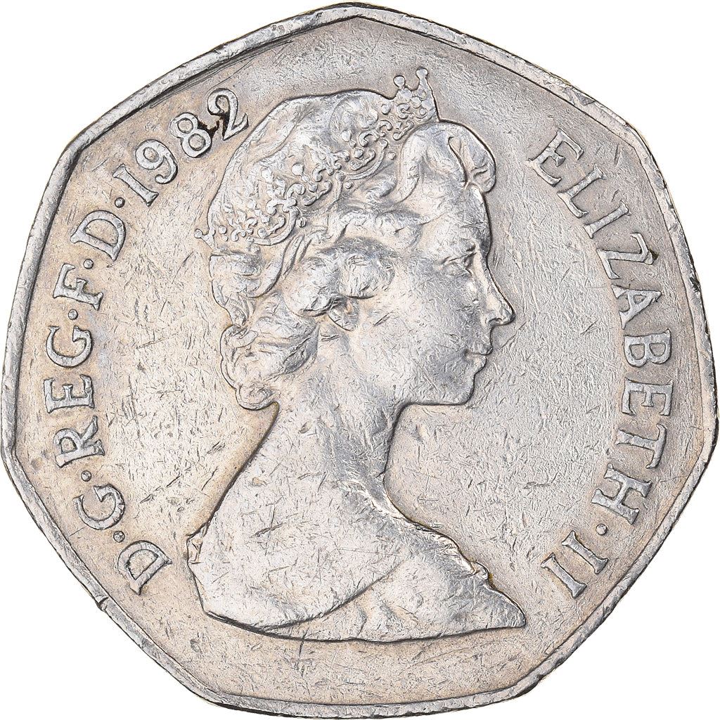 United Kingdom 50 Pence Coin | Elizabeth II 2nd portrait | 1982 - 1984