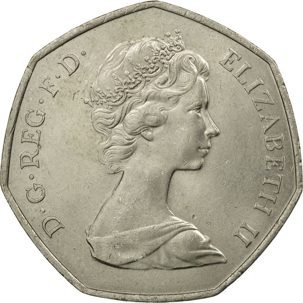 United Kingdom | 50 Pence Coin | Queen Elizabeth II | Entry into EEC | Km:918 | 1973