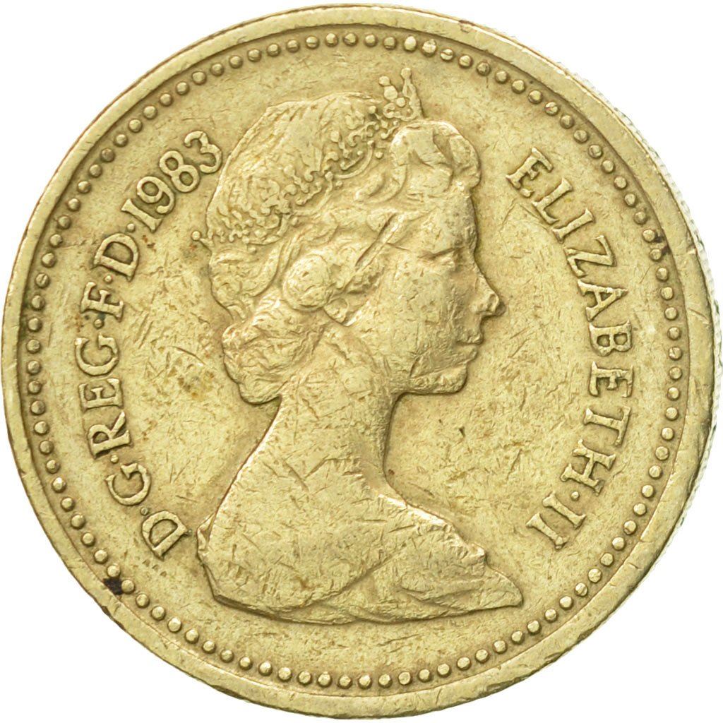 United Kingdom Coin 1 Pound | Elizabeth II 2nd portrait | Royal Arms | 1983