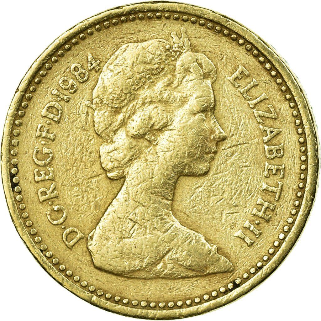 United Kingdom Coin 1 Pound | Elizabeth II 2nd portrait | Scottish Thistle | 1984