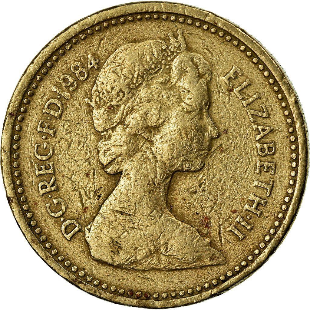 United Kingdom Coin 1 Pound | Elizabeth II 2nd portrait | Scottish Thistle | 1984