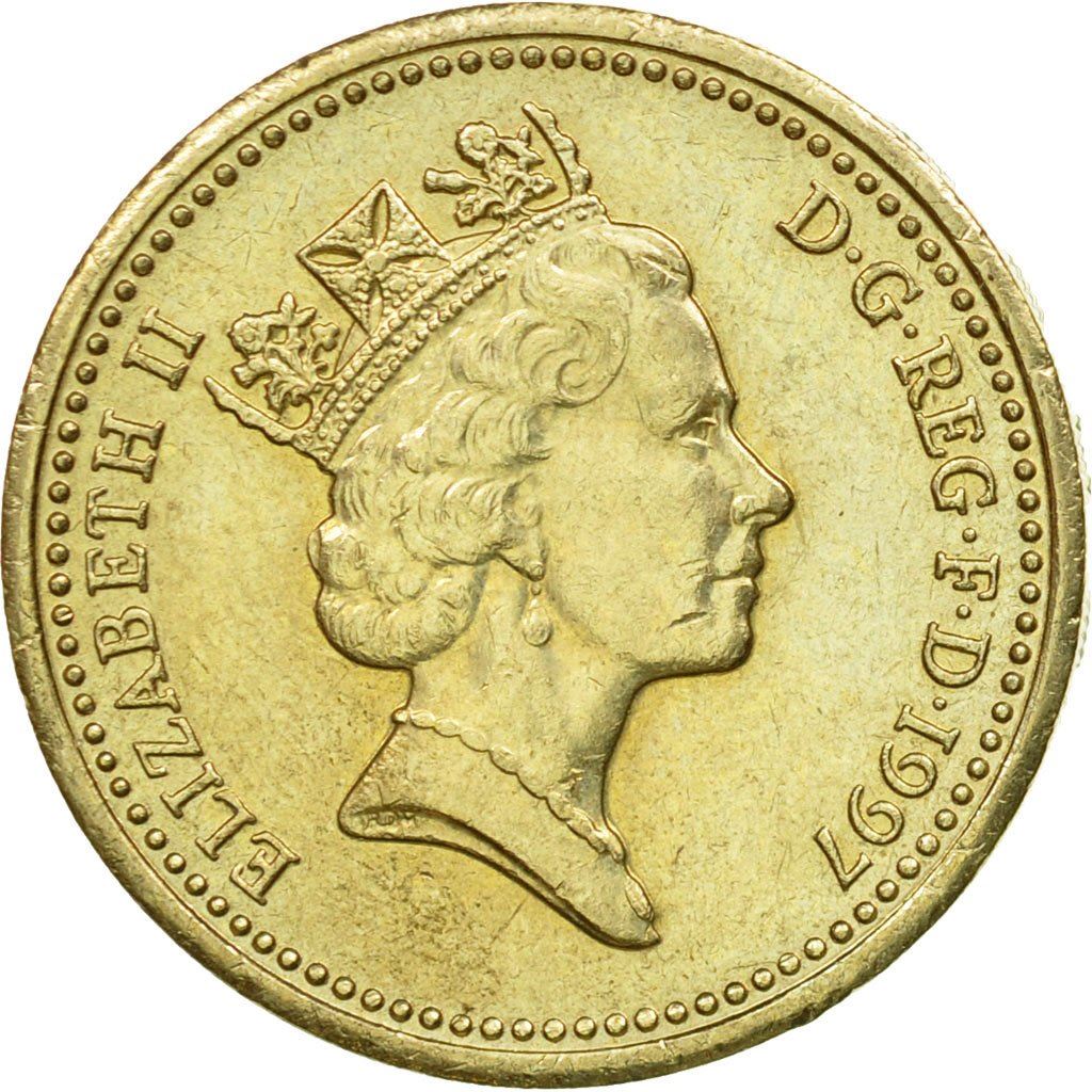 United Kingdom Coin 1 Pound | Elizabeth II 3rd portrait | English Lions | 1997